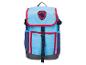 Sac à dos enfant bleu avec des accents rouges et un emblème de patte.