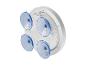 Miroir de douche rond blanc avec quatre ventouses bleues à l'arrière