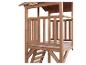 Maisonnette de jeu en bois avec escalier et balustrade, idéale pour les enfants.