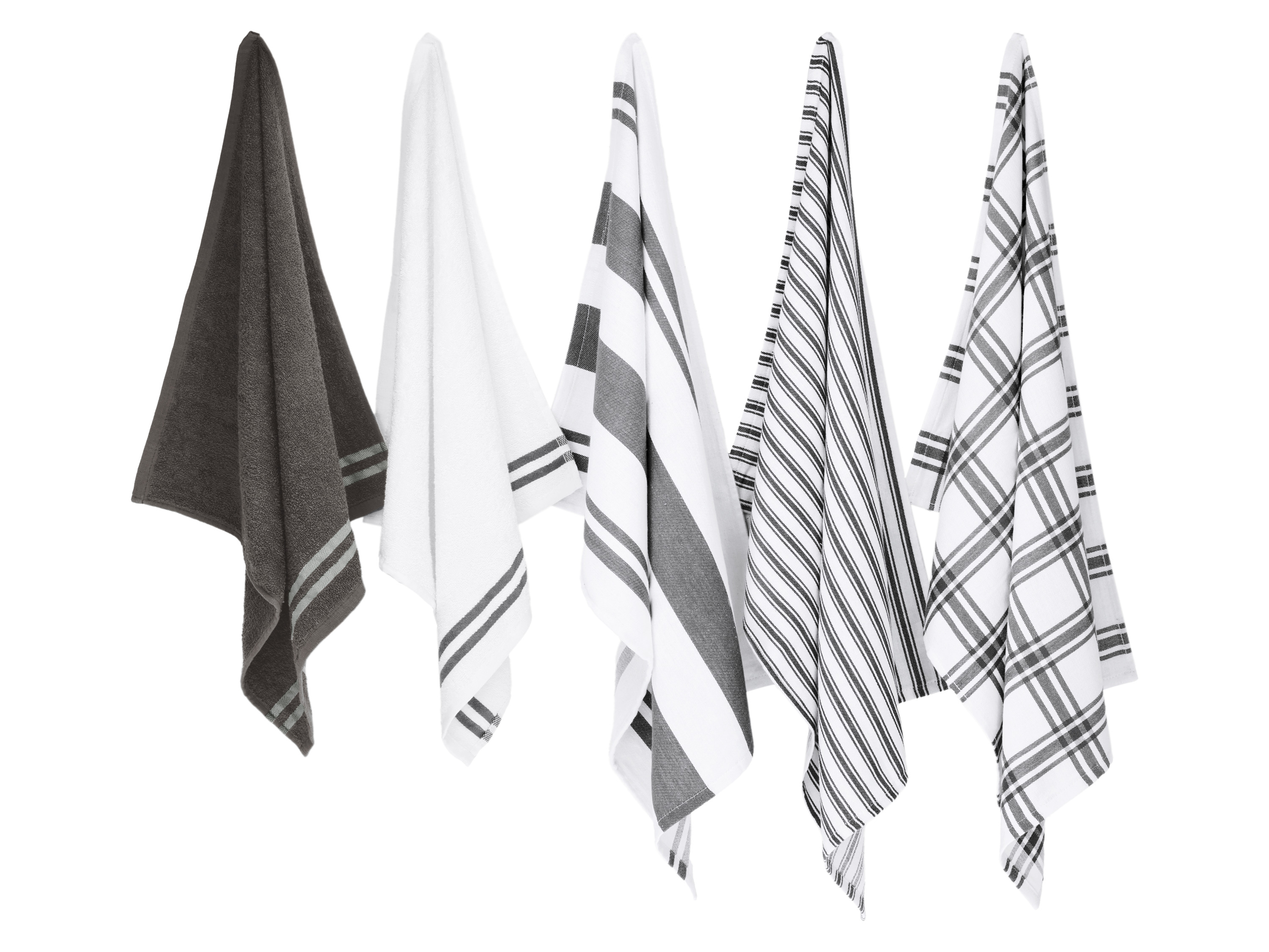 W5 Set de 5 torchons de cuisine (gris)