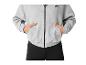 Sweat-shirt zippé gris et leggings noirs.