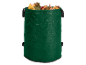 Un sac vert pour déchets de jardin rempli de feuilles d'automne.