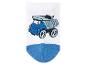 Chaussettes bébé avec motif camion bleu.