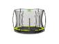 Trampoline rond avec filet de sécurité et bord de protection vert