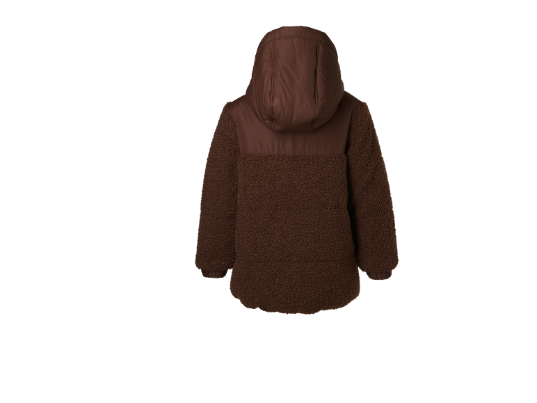 Veste polaire marron effet nounours avec capuche, vue de dos.