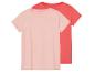 Deux t-shirts, rose clair et corail.