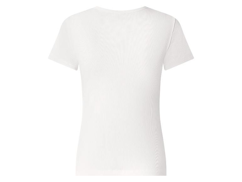 T-shirt côtelé blanc à manches courtes pour femme, vue de dos