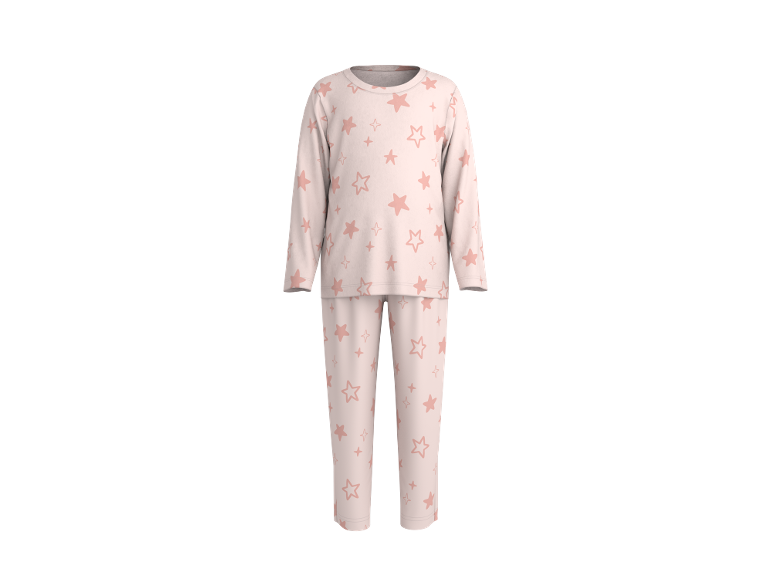 Pyjama rose clair à manches longues et pantalon, décoré d'étoiles roses.