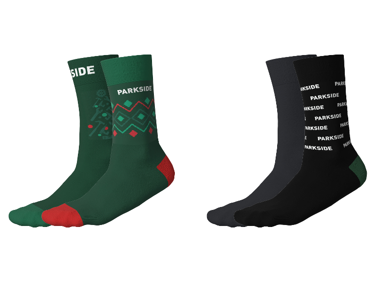Chaussettes pour hommes PARKSIDE, lot de 2 paires en vert et noir.