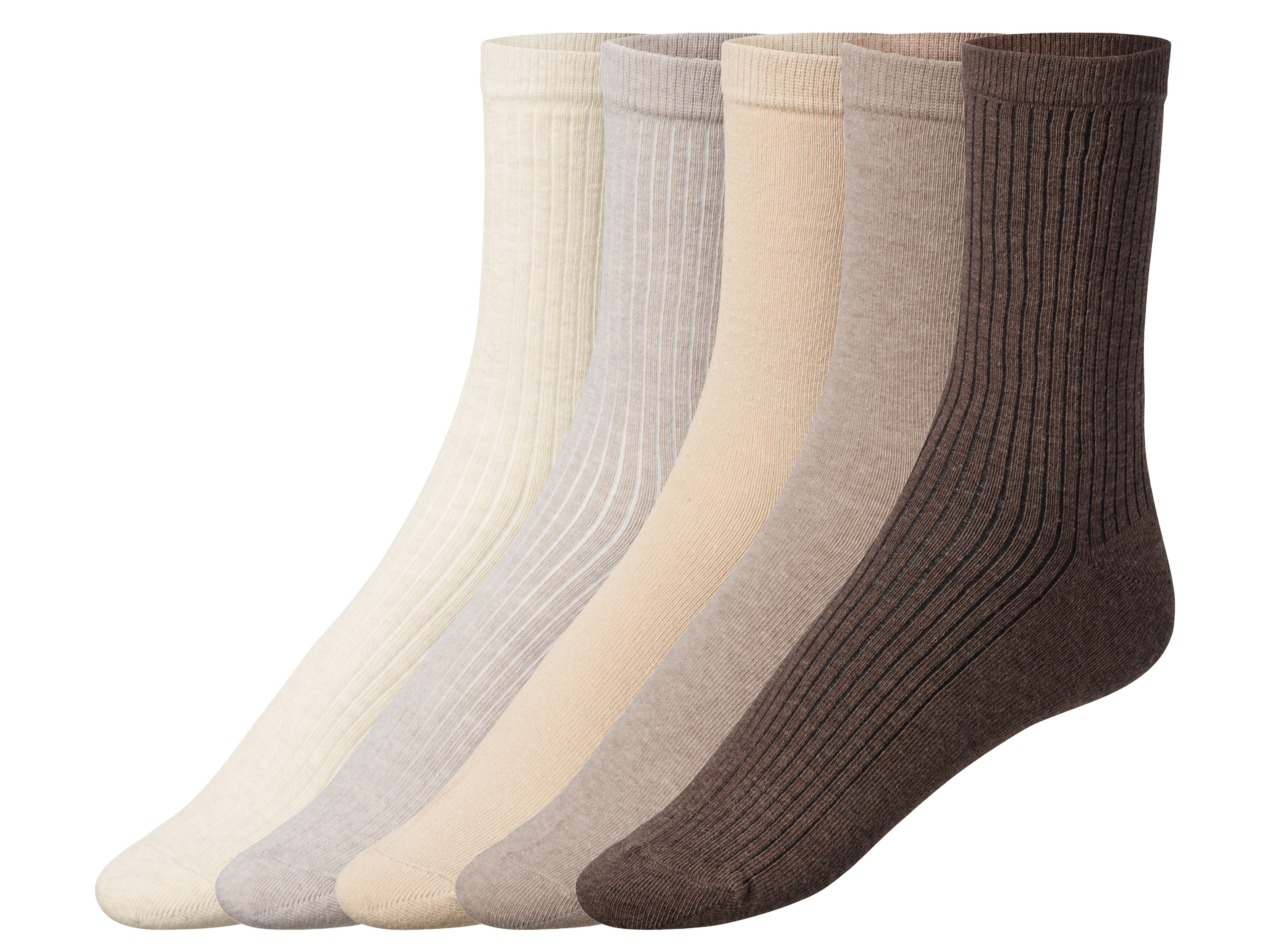 esmara® Lot de 5 paires de chaussettes femme (beige/noir, 35-38)