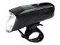 Un phare de vélo Grit noir avec un phare LED puissant.