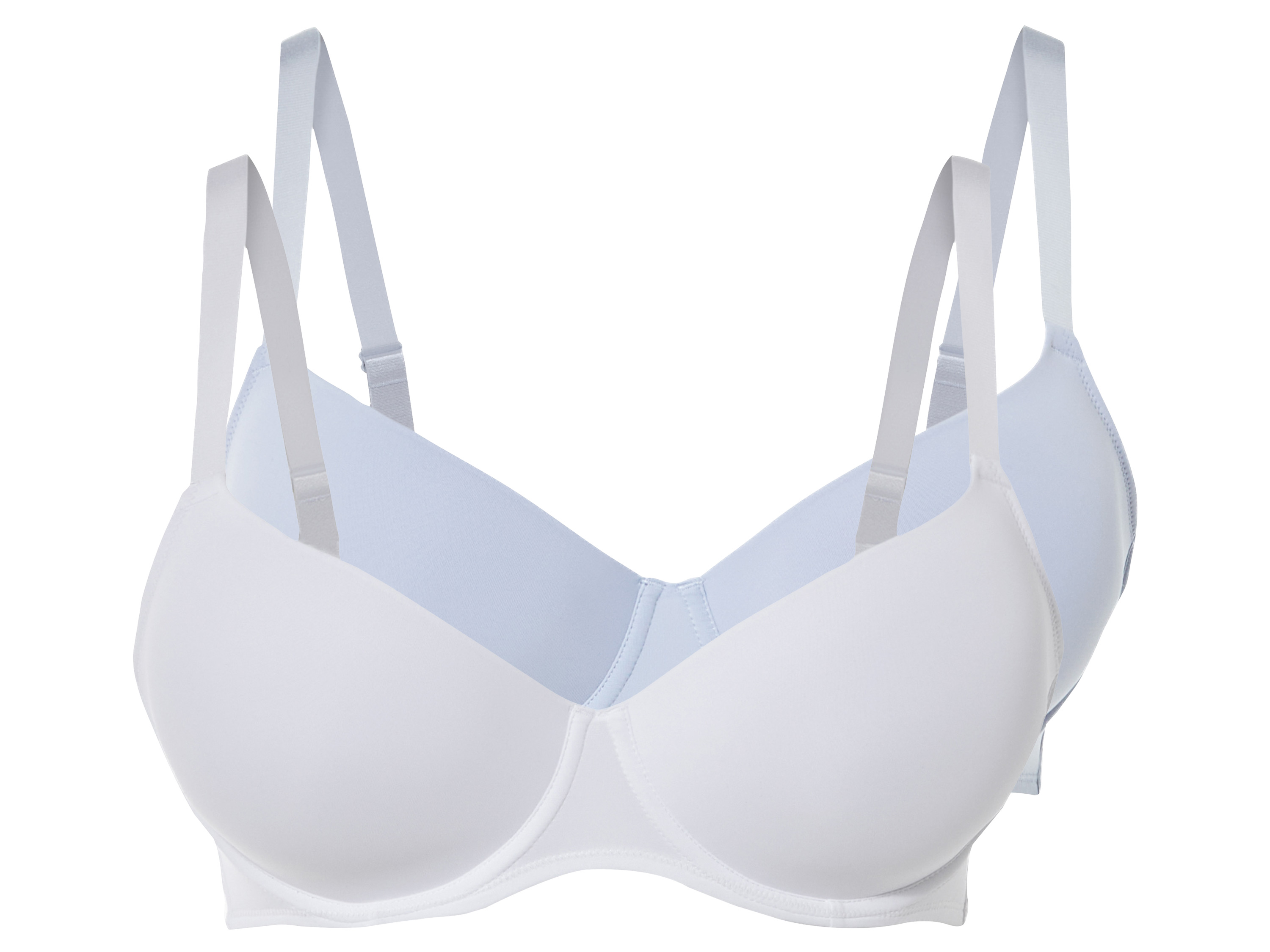 esmara® Lot de 2 soutien-gorge femme (bleu imprimé/blanc, 100D)