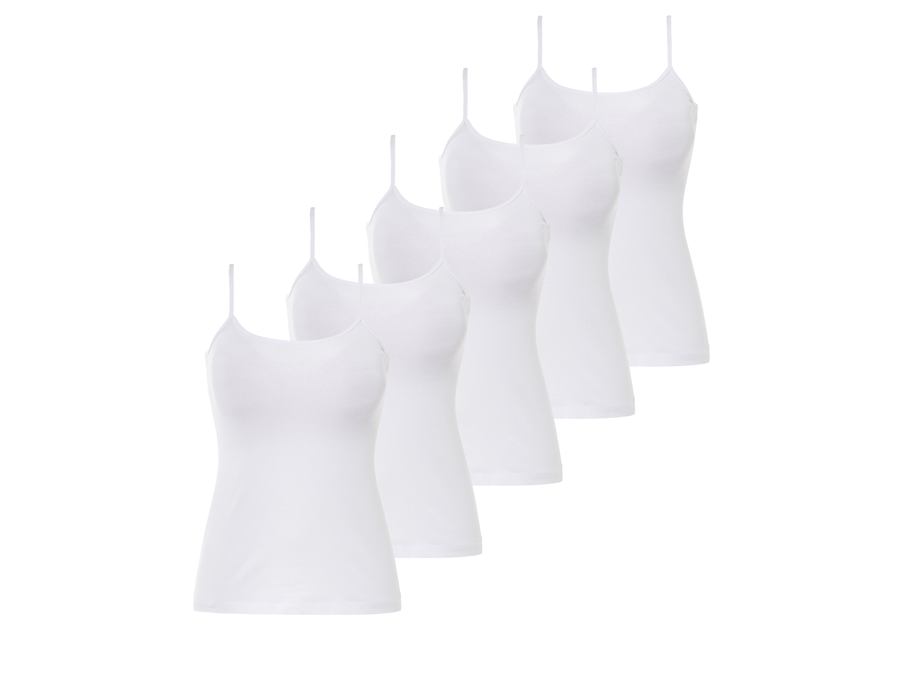 esmara® Lot de 5 débardeurs spaghetti femme (blanc, XL (46/48))