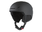 Casque de ski noir mat avec fentes d'aération et sangles réglables.