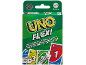 Jeu de cartes vert avec le logo 'UNO Flex!' et des cartes de jeu colorées.