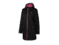 Une veste softshell Crivit noire avec des détails roses.
