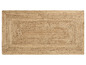 Un tapis en jute tissé avec un motif complexe.