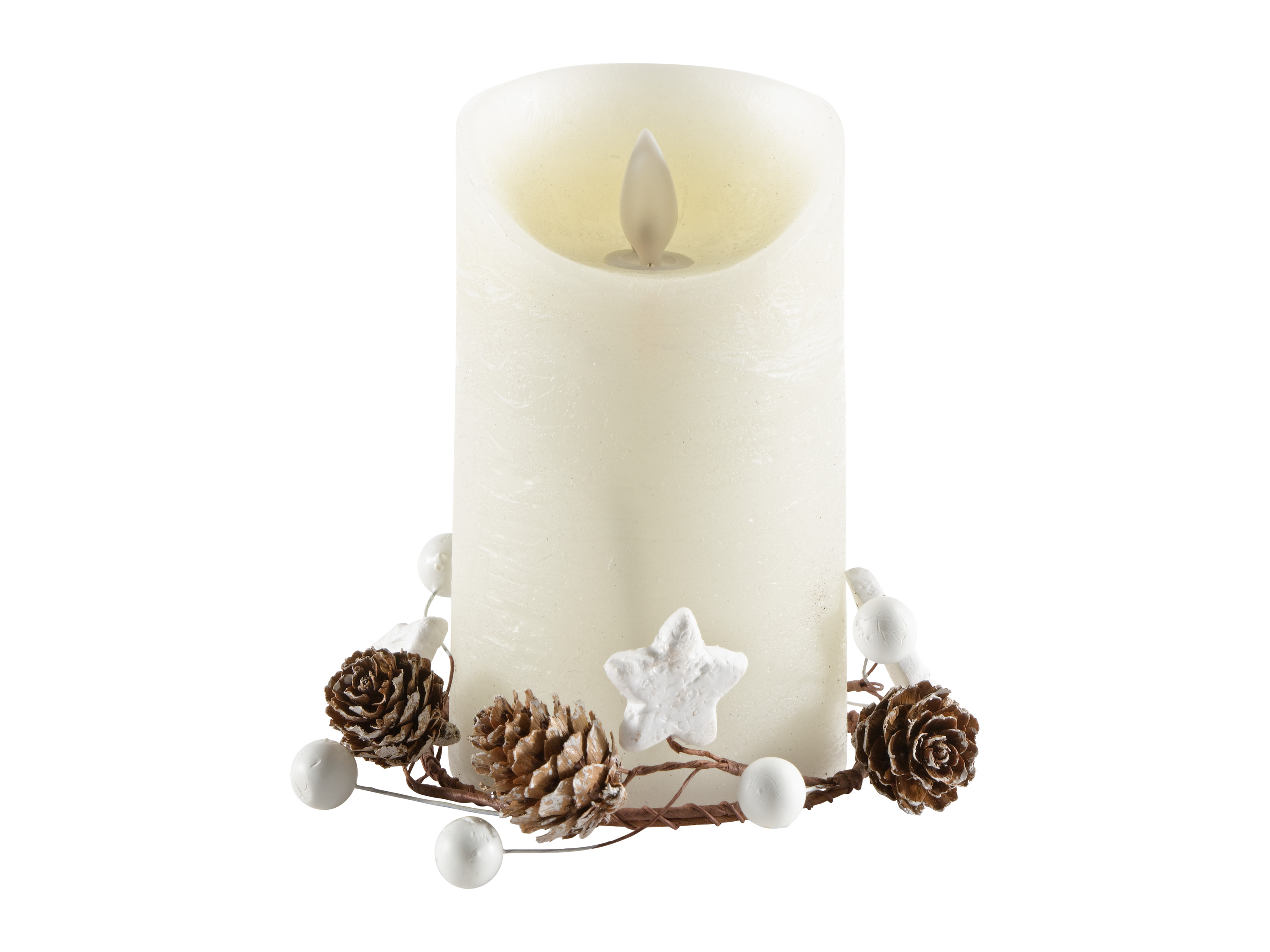 LIVARNO home Bougie LED en cire véritable (Bougie à décor de boule blanche)