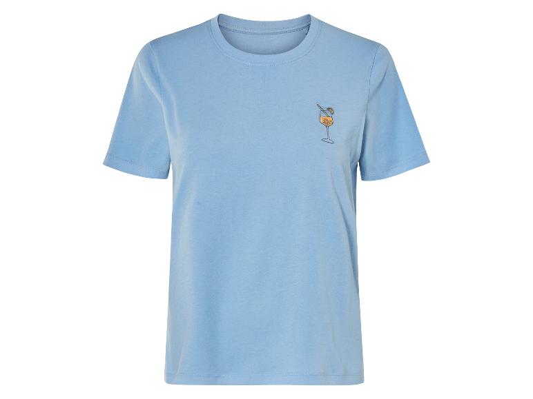 T-shirt bleu clair à motif cocktail brodé.