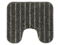 Tapis de bain gris à rayures.