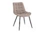 Chaise de salle à manger rembourrée en velours gris avec pieds noirs