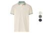 Polo homme crème, col contrastant, plusieurs motifs disponibles.