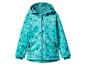 Veste softshell turquoise pour fille, à capuche, motif plumes.
