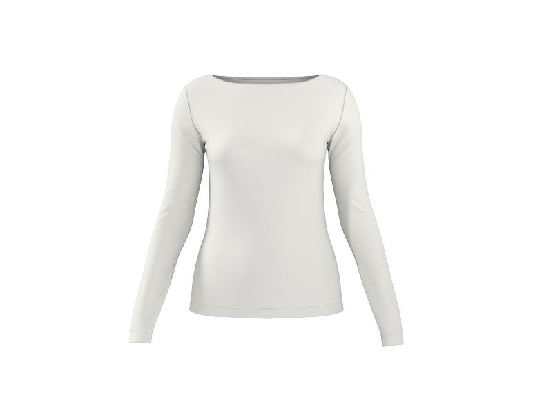 Haut blanc à manches longues pour femme avec col bateau