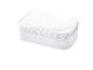 Petite trousse blanche zippée, idéale pour les cosmétiques ou accessoires.