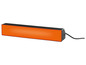 Une barre lumineuse LED orange avec un boîtier noir et un cordon.
