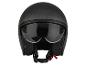 Casque de moto jet noir avec visière transparente