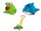 Jouets de bulles : grenouille, dauphin et tondeuse à gazon.