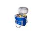 Sac isotherme Crivit bleu avec fruits, boissons et glacière.