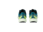 Une paire de chaussures de sport sarcelle et vert lime vues de dos.