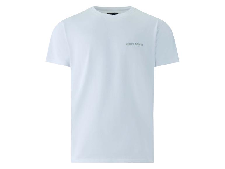 T-shirt blanc uni pour homme avec un petit logo sur la poitrine.