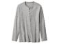 T-shirt Henley gris à manches longues avec boutons.