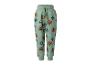 Pantalon de jogging vert avec motif têtes d'ours, ballons de football et lettres.