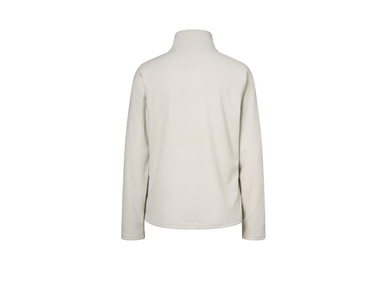 Dos d'une veste polaire crème avec fermeture éclair et col montant.