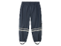Pantalon de pluie bleu marine avec bandes réfléchissantes.