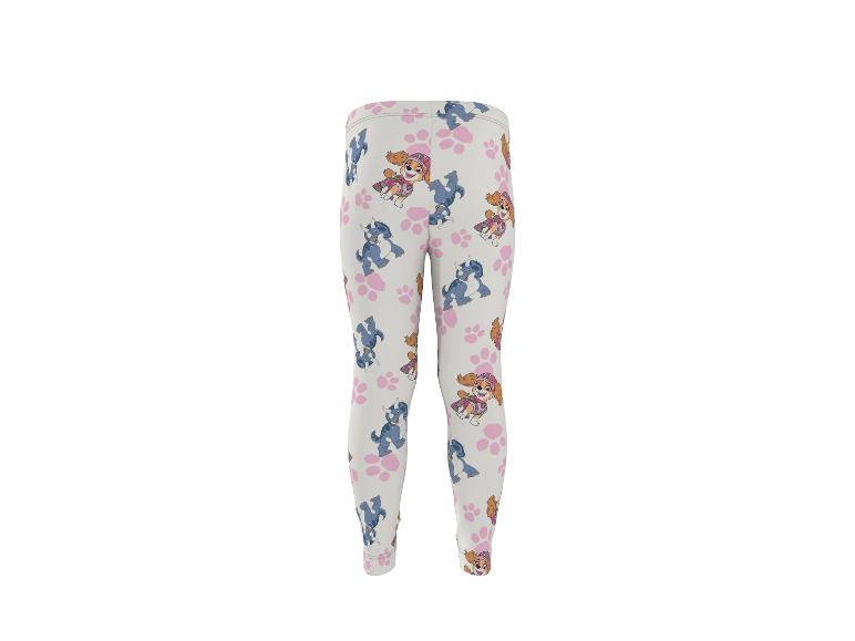 Legging blanc pour enfants avec motif chiots et empreintes de pattes roses