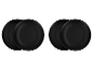 Quatre assiettes noires empilées par deux.