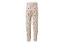 Legging beige pour enfant avec imprimé floral rose.