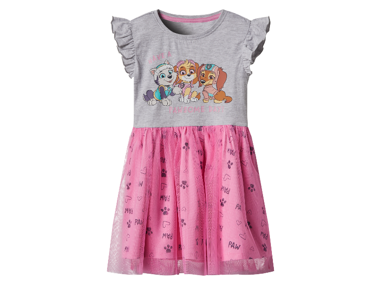 Une robe grise et rose Pat' Patrouille pour filles.
