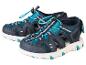 Sandales enfant bleu marine et turquoise, lacets ajustables.