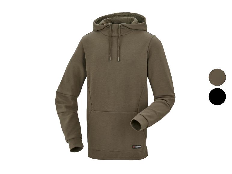 Sweat à capuche PARKSIDE couleur olive avec cordon de serrage et poche kangourou.