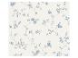 Papier peint avec un motif délicat de fleurs bleues et de feuilles vertes sur des vignes sinueuses.