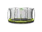 Trampoline rond avec filet de sécurité noir et bord de saut vert lime