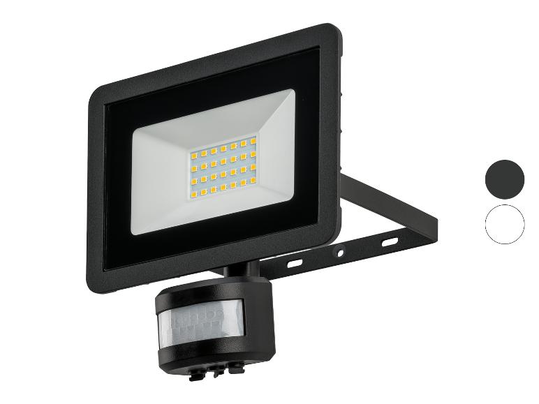 Projecteur LED noir avec détecteur de mouvement, LED visibles.