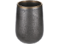 Mug en céramique gris foncé avec un rebord doré.