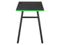 Un bureau noir avec un bord vert et des pieds noirs.
